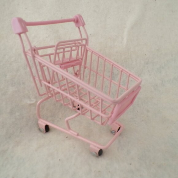 Mini Grocery Shopping Cart Market Basket Metal Pink - Picture 1 of 7